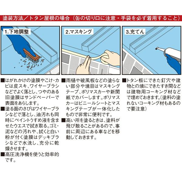 塗料 油性シリコン屋根用 14L ぎん黒 カンペハピオ ペンキ 油性 屋根 油性塗料 屋根塗料 トタン屋根用塗料 速乾 屋外 紫外線 寒冷地 耐久性_5