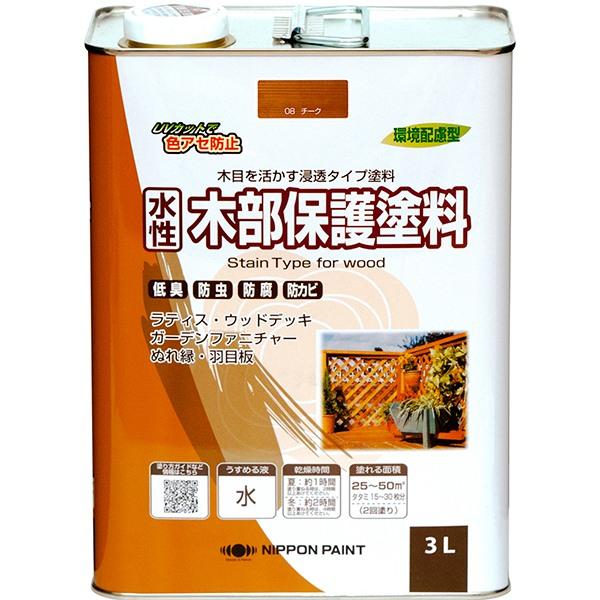 えの具 水溶性木部防御することえの具 3L ×4缶 チーク ニッペ えの具 水溶性 水溶性えの具 水溶性えの具 貯蔵剤 用木 材木甲板 えの具 防菌類 殺虫剤 落ち込み押しとどめる