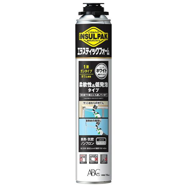 発泡ウレタンスプレー インサルパック エラスティックフォーム ホワイト 750ml ×12本 ELASF ABC商会 発泡ウレタンフォーム 発泡ウレタン 柔軟性 低反発