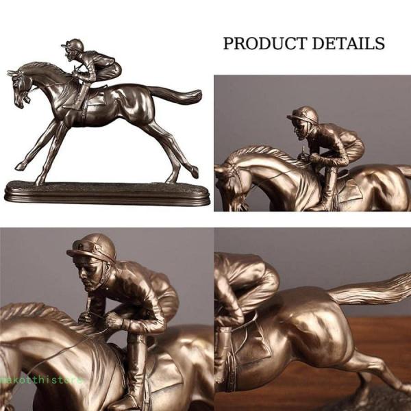 ブロンズダブル競馬の高級装飾品の像ギャロッピング競走馬ジョッキーの