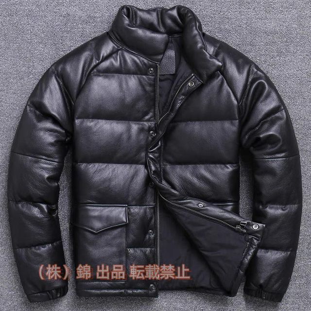 ジャケット牛革レザージャケットレザーコートシンプル革ジャンメンズ本革シングルダウンジャケット株式会社錦軽量保温あったかいジャケット