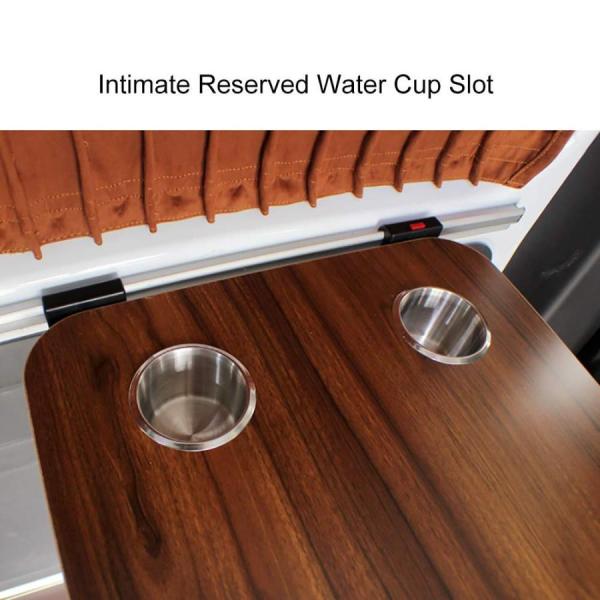 キャンピングカ用のダイニングテブル2カップスロット付き丸型RVテブルキャンピングカボトキャラバンバン株式会社錦キャンピングカ用家具インテリア39.5×79.5c