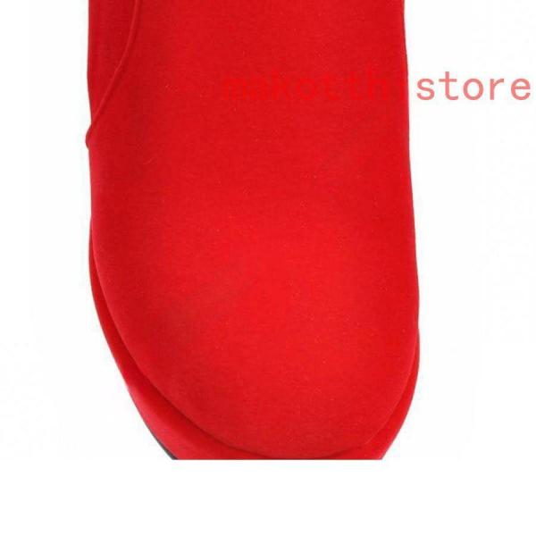 レディース ロングブーツ スエード ラウンドトゥ 厚底 ウェッジヒール