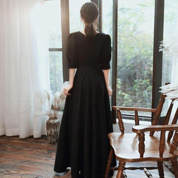 喪服 ワンピース レディース 礼服 長袖 きれいめ ロング丈 ハイウエスト Aライン Vネック ロングワンピース フォーマル エレガント シック 株式会社錦おしゃれ 喪服 ワンピース レディース 礼服 長袖 きれいめ ロング丈 ハイ