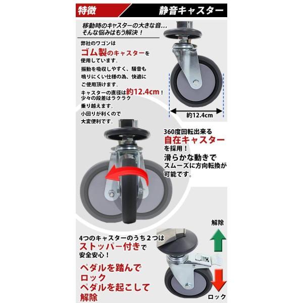 ワゴンステンレスサービスワゴン3段Sサイズ防振総耐荷重約90kgステンレスワゴンキッチンワゴンキャスターバンパーサービスカート株式会社