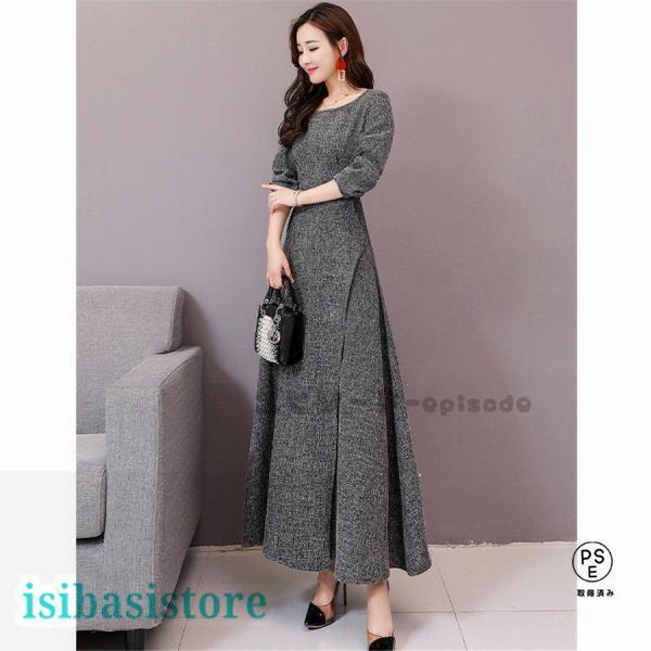 パーティードレス結婚式40代30代ロング袖あり長袖韓国風大きいサイズ