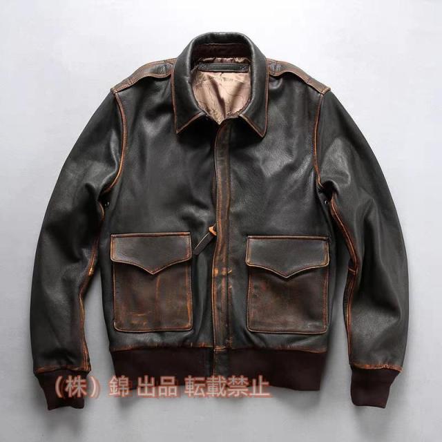 フライトジャケット ライダースジャケット ラム革 復古 ヴィンテージ ユーズド加工 本革ジャケット 株式会社錦羊革 折り襟 レザージャケット 革ジャン メンズ