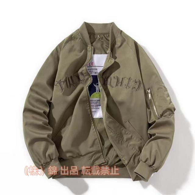 フライトジャケット メンズ MA-1 中綿ジャケット アメリカン アルファベット刺繍 レトロ 株式会社錦秋冬 厚手 コート ジャンパー ファスナー