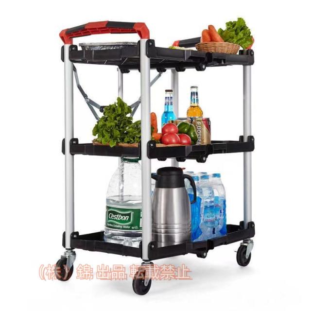 ツールワゴン ツールカート 3段 折りたたみワゴン 台車 総耐荷重75kg ワゴン 株式会社錦 タイヤ台車 キャスター付き 軽量 簡単収納