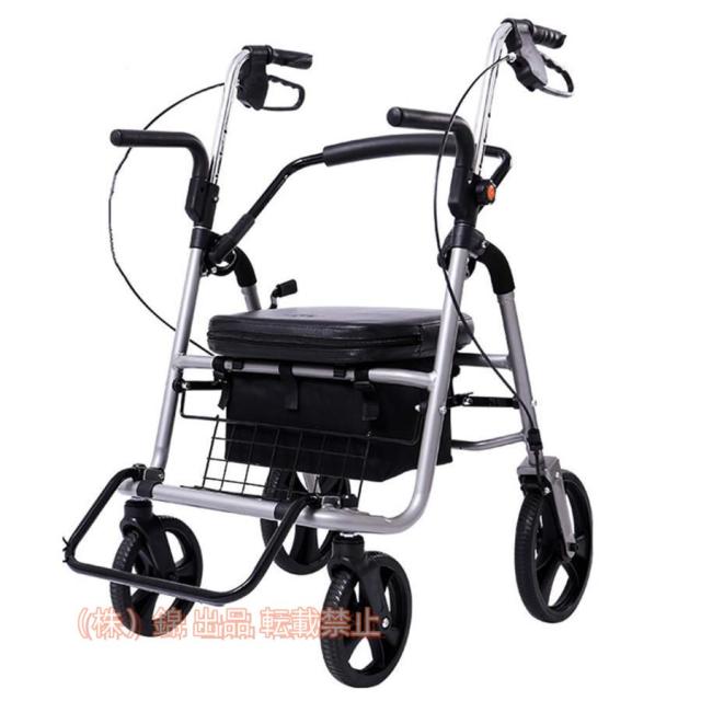 シルバーカー歩行車年寄りの押し車車椅子折りたたみ軽量コンパクト四輪車買い物大容量バッグ付き高齢者株式会社錦介護福祉敬老歩行補助乗り物ブレーキロッ