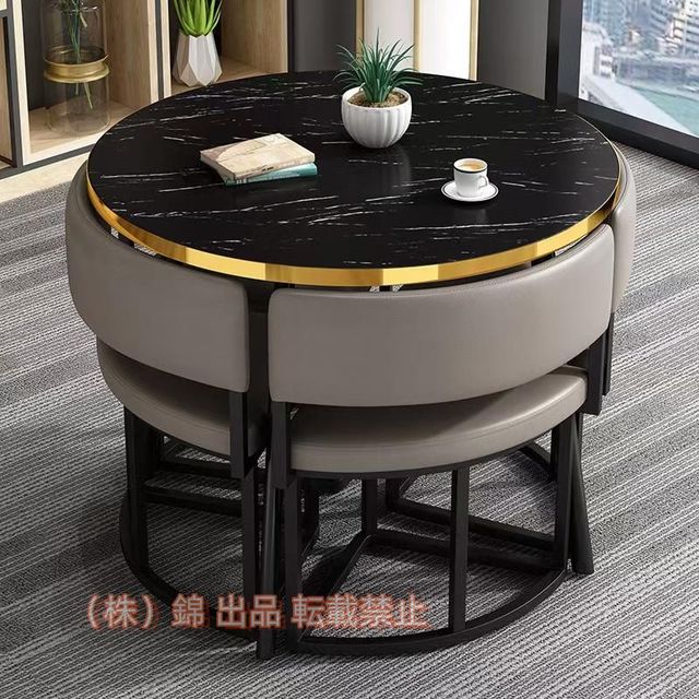 丸テーブルセット4人用ダイニングセット食卓セットダイニングルームとキッチン用錦モダンデザインテーブルと椅子セットホームキッチン4人掛けカフェテーブル