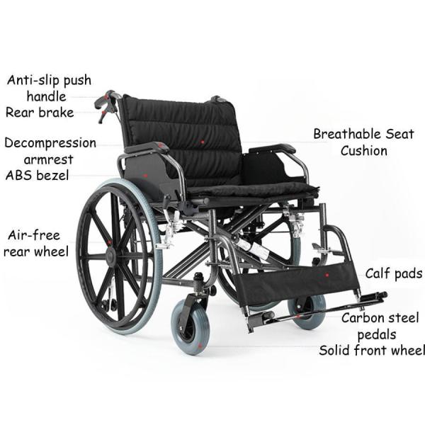 頑丈なエクストラワイド車椅子、22インチのシート幅、快適な折りたたみ、軽量、拡大および拡大された高齢者車椅子、耐荷重150KG A 頑丈なエクストラワイド車椅子、22インチのシート幅、株式会社錦 快適