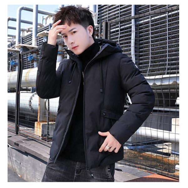 新品 ダウンジャケット ダウンコート メンズ ショート丈 コート アウター 防寒コート ダウン フード付き 秋冬 ネイビー L ダウンジャケット メンズ ダウンコート フード付き ジャンパー