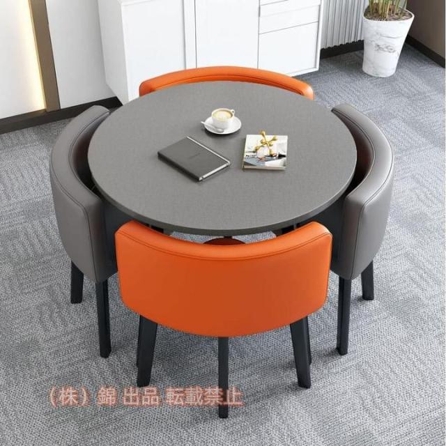 ダイニングテーブル セット食卓セット 4人用セット 丸テーブル ダイニングルームとキッチン用 モダンデザインテーブルと椅子セッバックレスト付き 省スペース丸