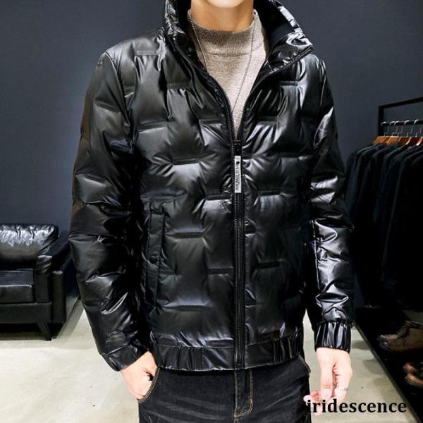 ダウンジャケットメンズ中綿コートジップアップツヤありジャケット軽量