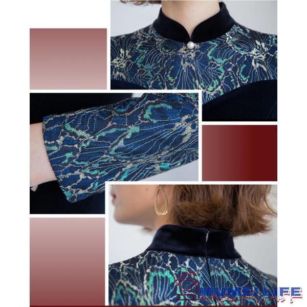 ベロア チャイナ風 結婚式ワンピース フォーマルドレス お食事会 両親