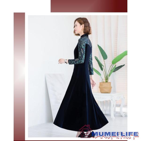 ベロア チャイナ風 結婚式ワンピース フォーマルドレス お食事会 両親 株式会社錦 顔合わせ服装40代50代60代70代 お見合い 母親 叔母 祖母 姪 ぼっちゃり ベロア チャイナ風 結婚式ワンピース フォーマルドレス お食事会 両親