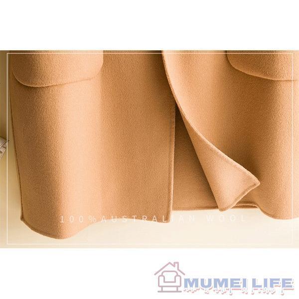 フード付きハーフコート リバーコート ウール100% ダッフルコート風