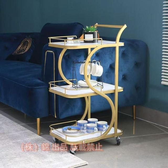 サービスワゴンキャスター付き3段キッチンカートハンドル付き大理石のカウンタートップ塗装処理錆びにくい株式会社錦キッチンホテル用2つのサイズが利用可