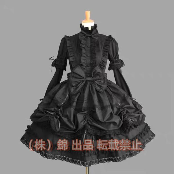 ゴスロリ 服 黒 ワンピース クラシカル 甘ロリ 長袖 カラフル ピンク 白 株式会社錦 ブルー ゴシック ロリータ