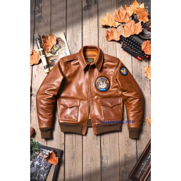 》グレートエスケープa2フライトスーツジャケットのパットンバージョン株式会社錦 ワックス加工牛革アメリカンレトロメンズラペルレザージャケットショート《