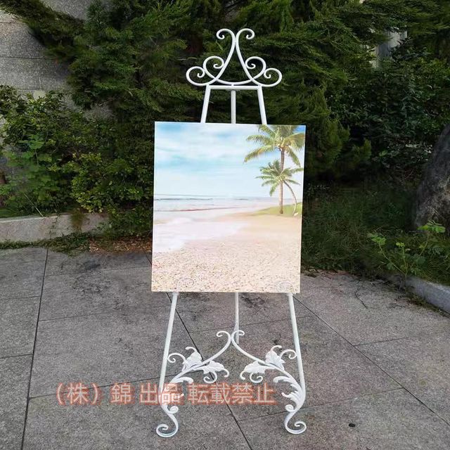 三脚メタルオイルイーゼル錦ウェディングウェルカムラックアイアンアートディスプレイホルダー屋内外のアクティビティ用の床置きフォトフレームイーゼル（色：真