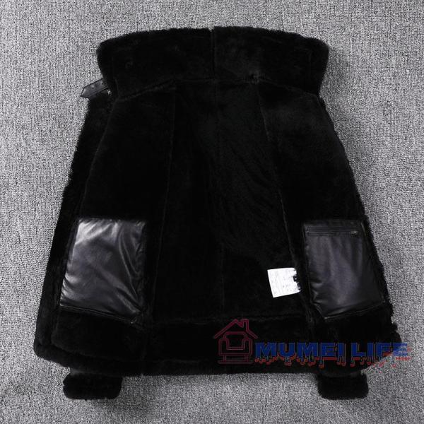 》クラシックb3フライトスーツへのオマージュ ファー一体型オリジナルエコラムウールメンズ株式会社錦本革レトロファージャケット《