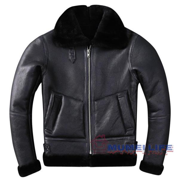 》クラシックb3フライトスーツへのオマージュ ファー一体型オリジナルエコラムウールメンズ株式会社錦本革レトロファージャケット《