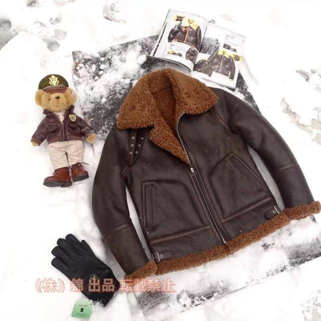 3 ムートン フライトジャケット テディレッドブラウン ボマー ボンバー ラム 株式会社錦羊革