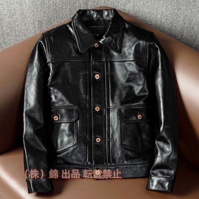 新品 黒芯シープスキン 30's ワークコート レザージャケット ブラック サイズ選択可 株式会社錦 カーコート ブレーキマン ベジタブルタンニンなめし 馬革
