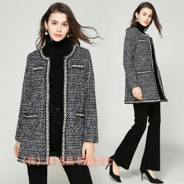 ノーカラージャケットツイードロングジャケット結婚式ブラック入学式七五三卒業式大きいサイズ有り　株式会社錦女子会20代30代40代50代　ミセス