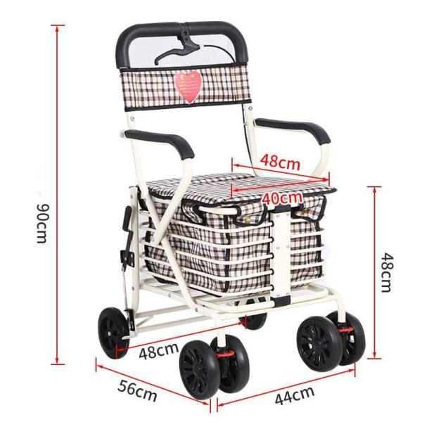 手押し車 シルバーカー 折りたたみ 手押し車 歩行補助 補助具 ブレーキ付き 収納 買い物 ショッピングカート 座れる 高齢者 座面付き 錦 杖代わりカート