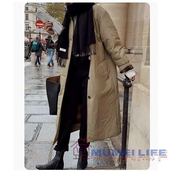 中綿入り ステンカラーコート 防寒 暖かい トレンチコート 長袖