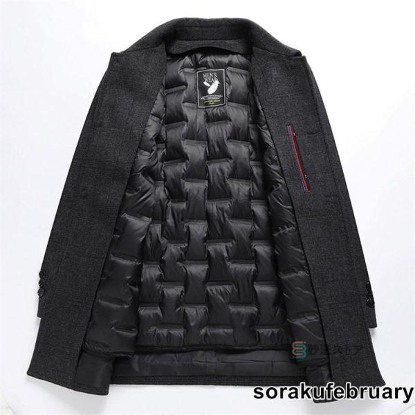 ステンカラーコートメンズコートダウンライナー脱着可ビジネスチェック