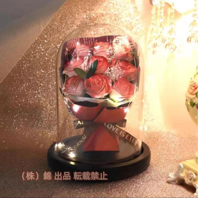 プリザーブドフラワー 花 母の日 退職祝い 誕生日 ブーケ 造花 フラワー錦 ガラスカバー バラ 枯れない花 花束 ライトおしゃれ ガラスドーム ギフトプレゼント