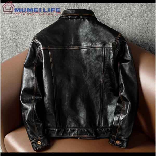 黒芯カウハイド 50's ダブルライダース レザージャケット ブラック Lサイズ(38) Dポケット タンニンなめし ピグメント J-24タイプ 牛革 1.3mm 黒芯カウハイド 50年代 ダブルライダース レザージャケット D