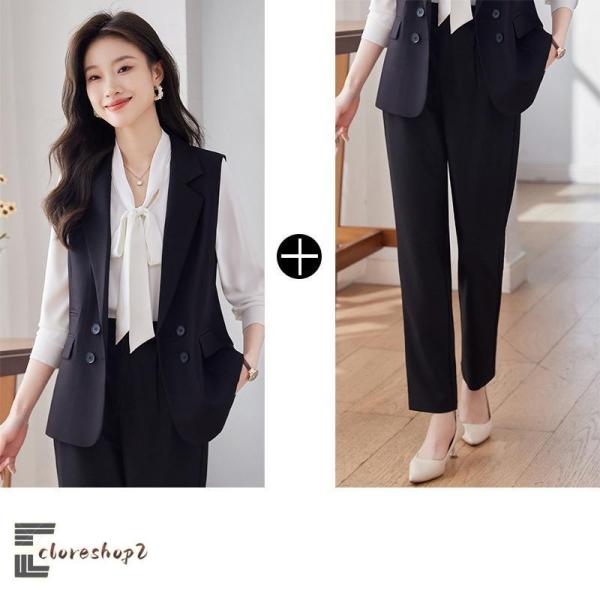 パンツスーツ レディース パンツ セットアップ ロング ロング丈 ジレ