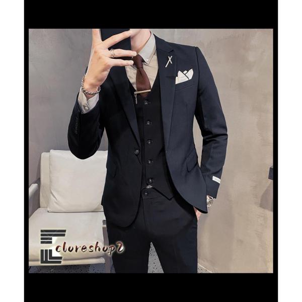 結婚式スーツ メンズスーツ 3ピース スーツセット 紳士服 シングル