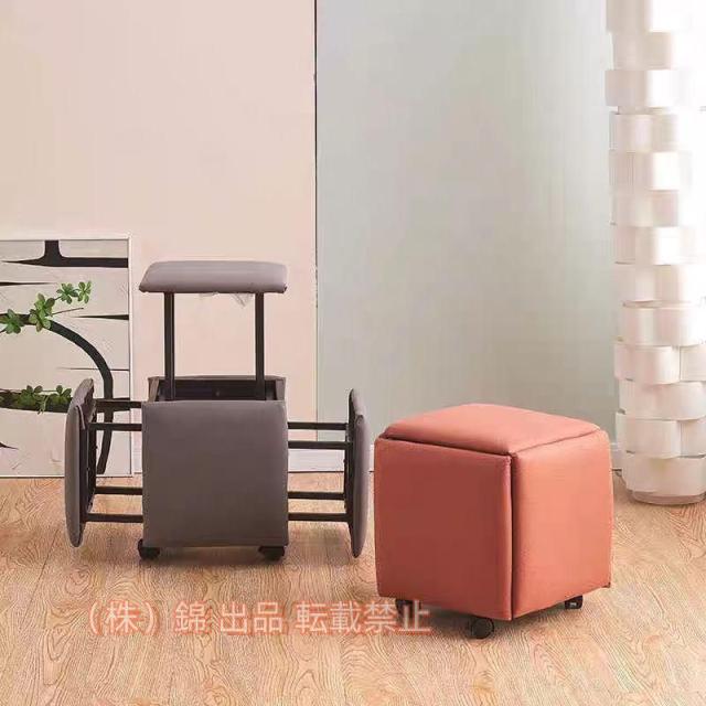 5in1 スツール 正方形 四角 ボックススツール イス チェア キャスター付き 移動便利 ロータイプ 5個入り 省スペース収納 レザー 送料無料 ###スツールMFD-DH-### 5in1 スツール 正方形 四角 ボックススツール イス チェア キャスター