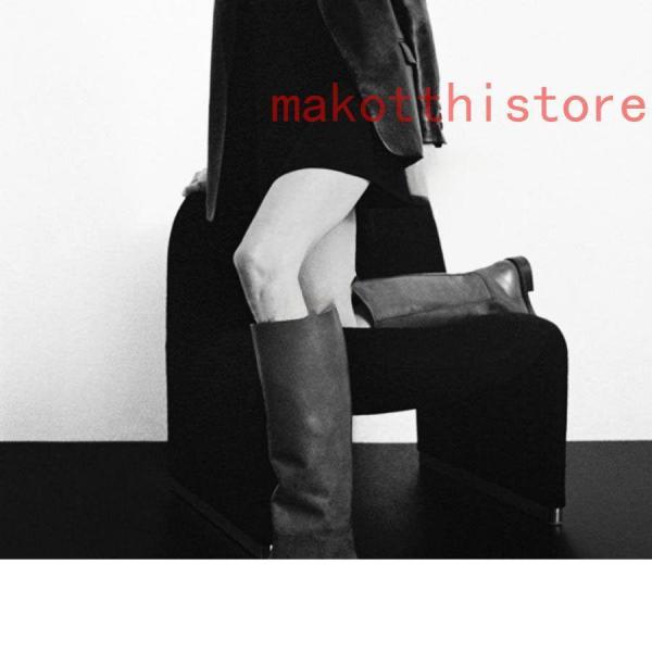 ロングブーツレディース黒エンジニアブーツジョッキーブーツ錦無地