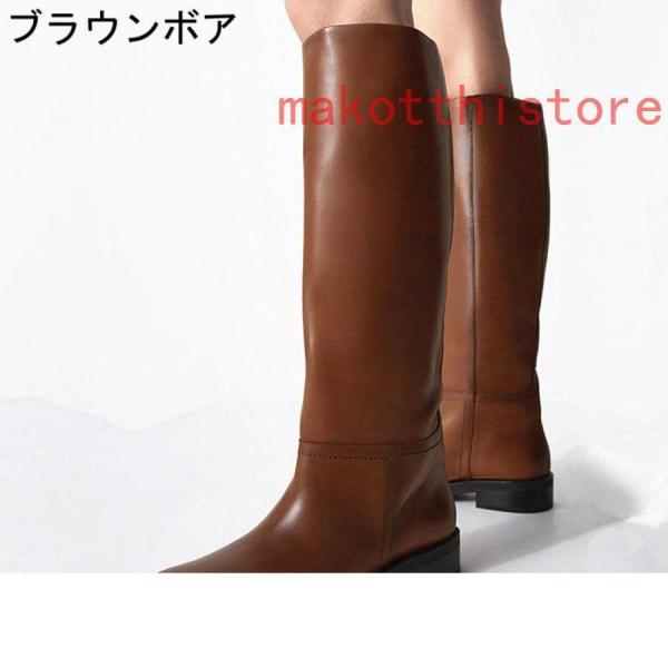 ロングブーツレディース黒エンジニアブーツジョッキーブーツ錦無地