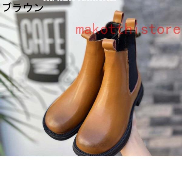 本革 サイドゴアブーツサイドゴアショートブーツ 厚底 レディースラウンドトゥ靴ミドル丈チェルシーブーツ株式会社錦 ベルト飾りスムース 本革 サイドゴアブーツサイドゴアショートブーツ 厚底 レディース