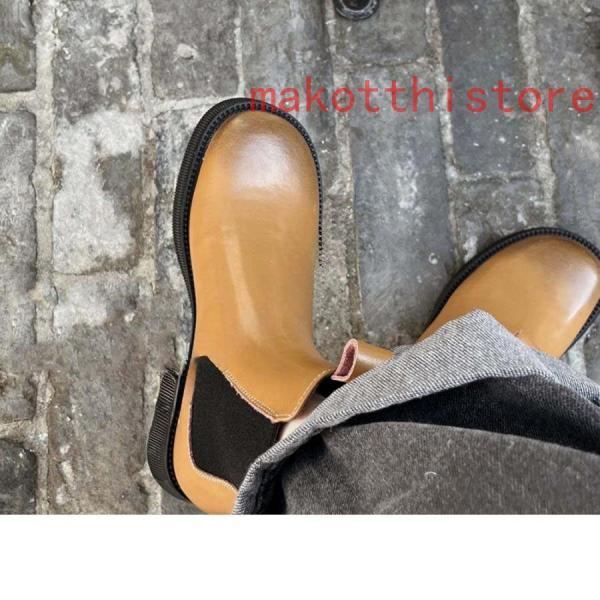 本革 サイドゴアブーツサイドゴアショートブーツ 厚底 レディース