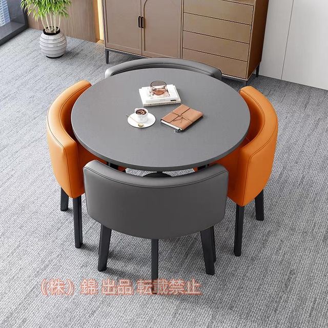 ダイニングテーブル セット食卓セット 4人用セット 丸テーブル ダイニングルームとキッチン用 モダンデザインテーブルと椅子セッバックレスト付き 省スペース丸