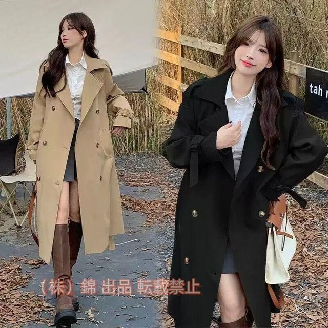 スプリングコート トレンチコート レディース 秋服 春 ロング Aライン ベルト付き オシャレ 着痩せ株式会社錦  アウター 韓国風 通勤 オシャレ OL 20代 30代