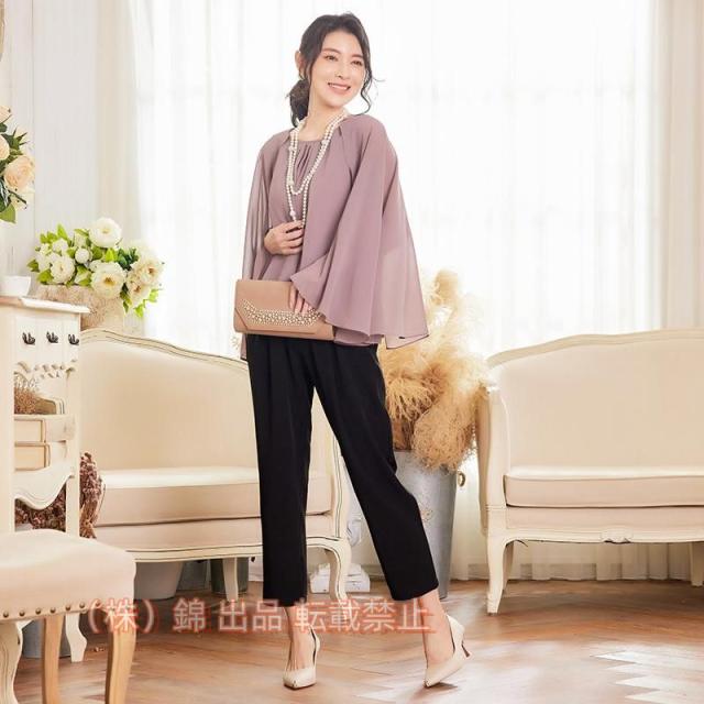 パーティードレス ケープ スリーブ パンツドレス パンツスタイル セットアップ 上下セット 結婚式 二次会 株式会社錦フォーマル お呼ばれ 大きいサイズ