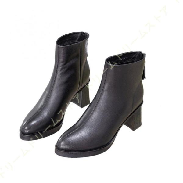 ポインテッドトゥブーツ レディース バックジップ 黒 厚底 ショート