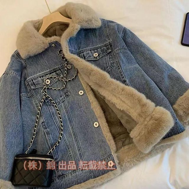 デニムジャケット 裏ボア レディース ムートンジャケット 冬 ジージャン 裏起毛 あったか 裏ボアジャケット デニム株式会社錦  ハーフコート 裏起毛ジャケット