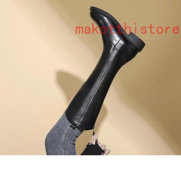 ロングブーツレディースジョッキーブーツ3cmローヒール厚底履きやすい