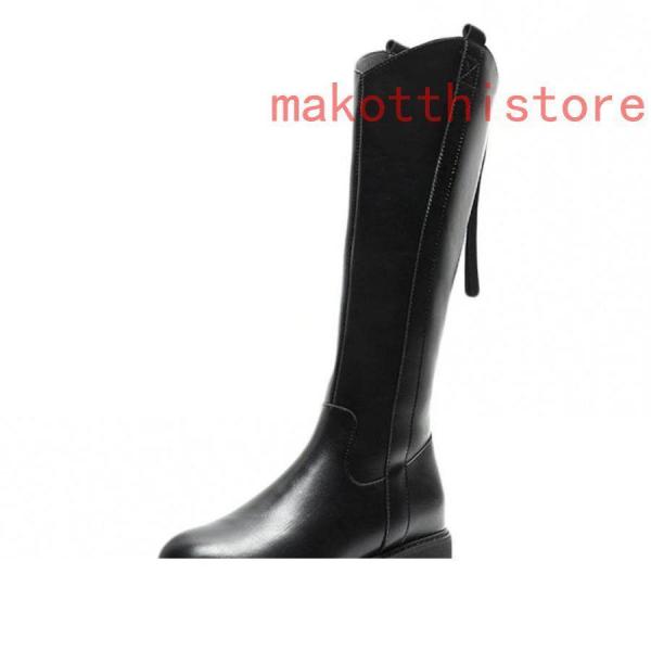 ロングブーツレディースジョッキーブーツ3cmローヒール厚底履きやすい